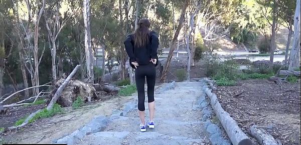  Charity Crawford gets her petite pussy stretched outdoors